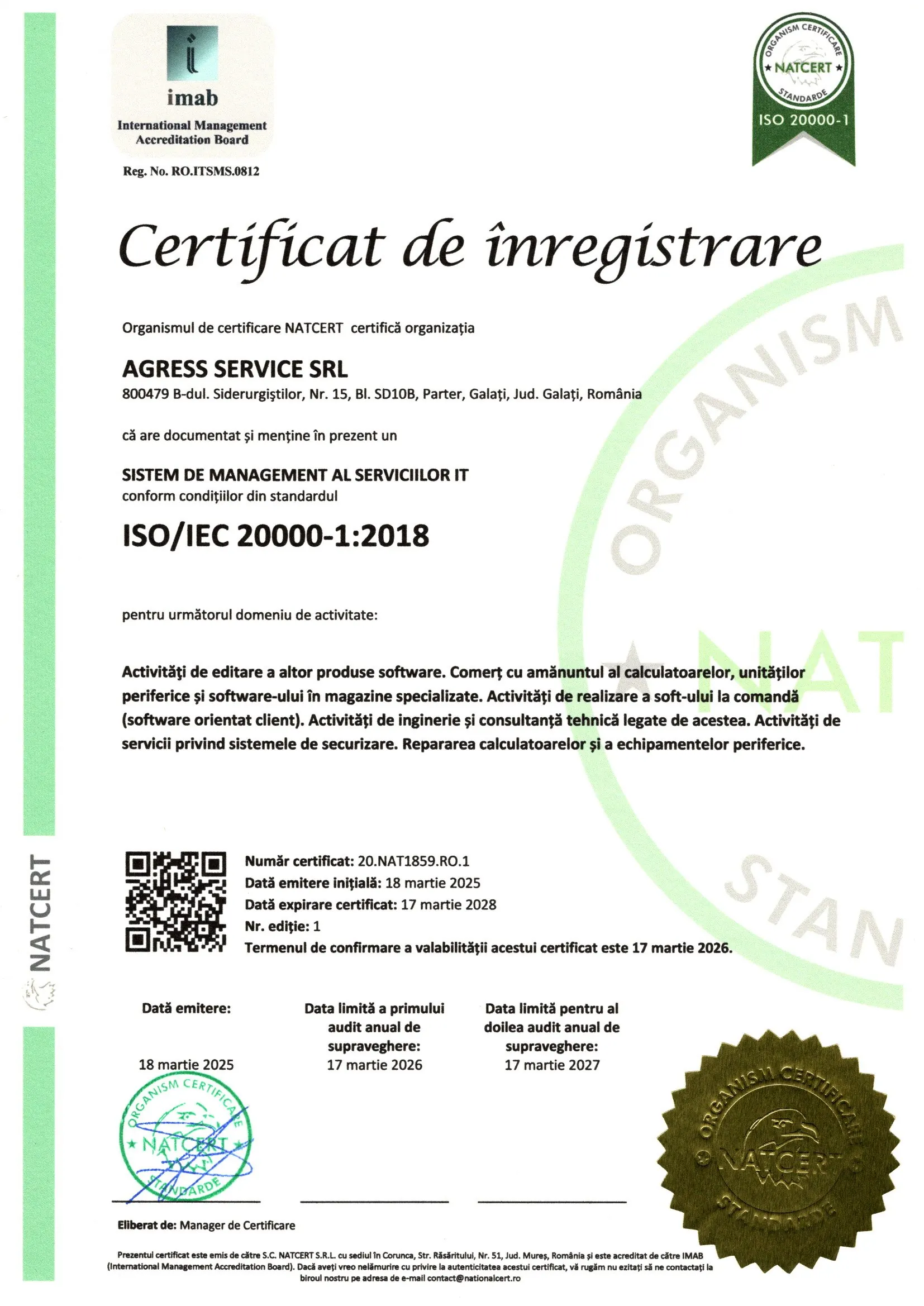 Certificat NAT 20