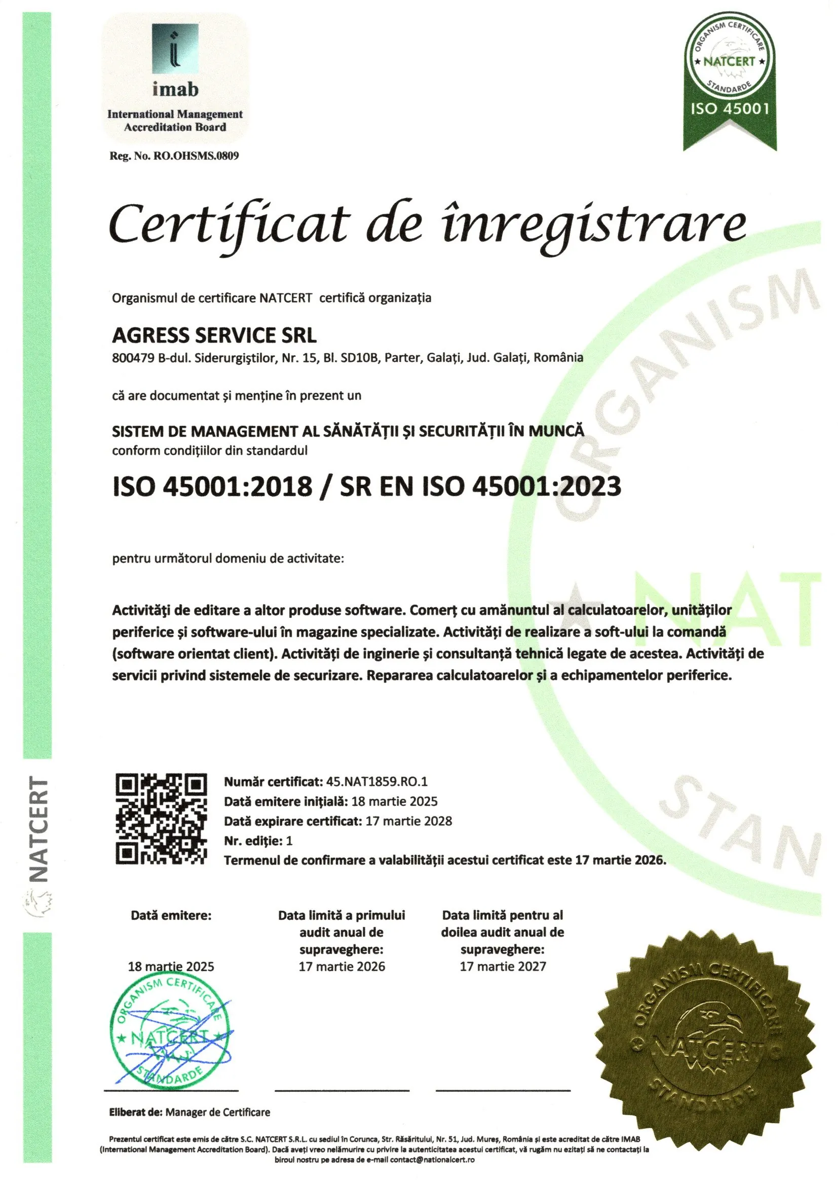Certificat NAT 45